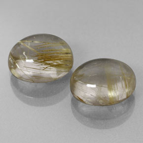 天然黄金色金红石石英，椭圆形切割，9.8×7.9毫米，透明