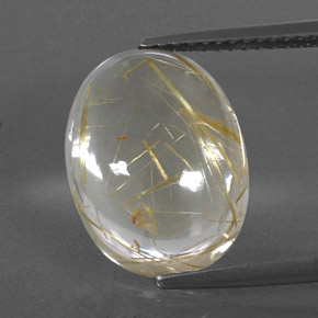 7.87克拉天然黄色金红石石英，椭圆形切割，14.8×11.3毫米，透明