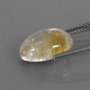 5.68克拉天然黄色金红石石英，椭圆形切割，13.8×10毫米，透明