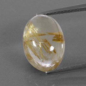 7.07克拉天然黄色金红石石英，椭圆形切割，13.9×10毫米，透明