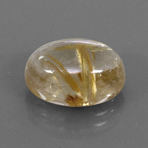 7.07克拉天然黄色金红石石英，椭圆形切割，13.9×10毫米，透明
