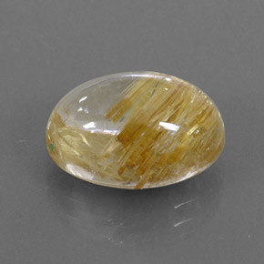 6.93克拉天然黄色金红石石英，椭圆形切割，13.9×9.9毫米，透明