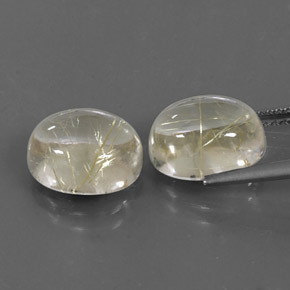 天然黄色金红石石英，椭圆形切割，10.8×8.9毫米，透明