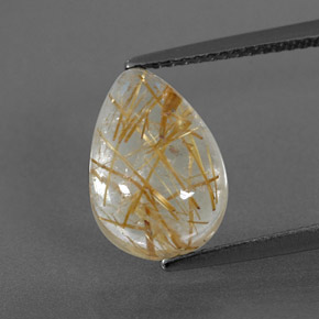 4.25克拉天然黄色金红石石英，透明，12.8×9.1毫米，透明/半透明