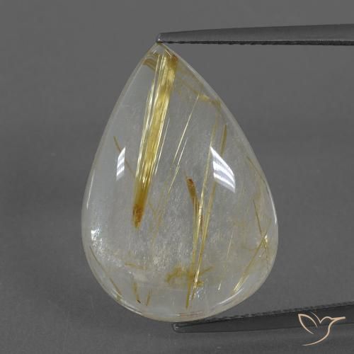 13.86ct 天然 土黄色 金红石石英, 梨形, 透明