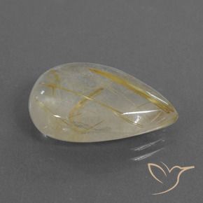 13.86克拉天然金红石石英，梨形，透明