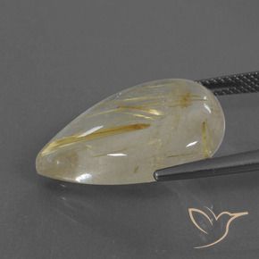 13.86克拉天然金红石石英，梨形，透明
