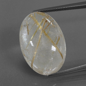 18.47克拉天然金色金红石石英，椭圆形切割，21.7×14.5毫米，透明