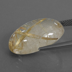 18.47克拉天然金色金红石石英，椭圆形切割，21.7×14.5毫米，透明