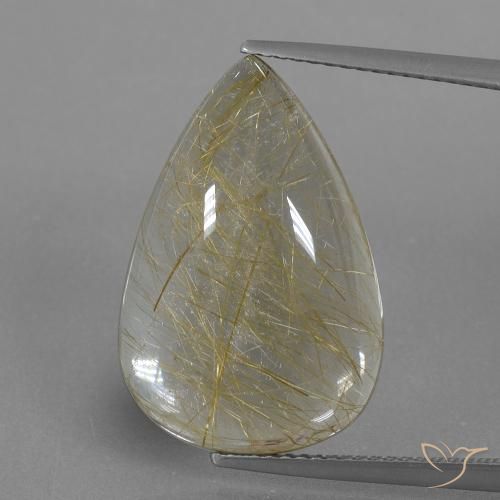 13.44ct 天然 非常浅的金棕色 金红石石英, 梨形, 透明