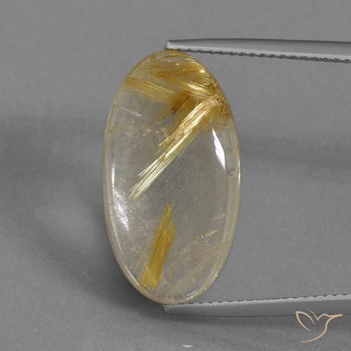 11.13ct 天然 非常浅的金棕色 金红石石英, 椭圆形, 透明