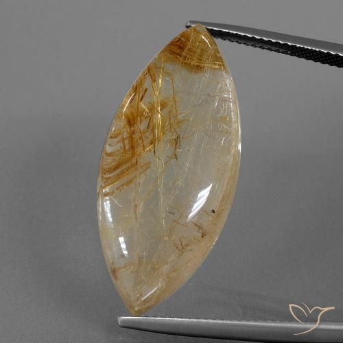 25.82ct 天然 橙棕色 金红石石英, 榄尖形, 透明