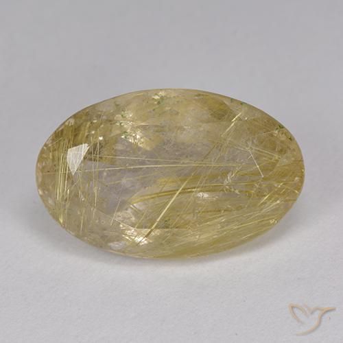 9.05ct 天然 非常浅的金棕色 金红石石英, 椭圆形, 透明