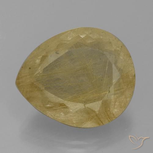 18.19ct 天然 淡黄色 金红石石英, 梨形, 透明