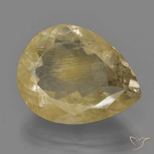 24.15ct 天然 暖黄 金红石石英, 梨形, 透明