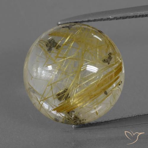 8.90克拉天然金红石石英，圆形的，透明