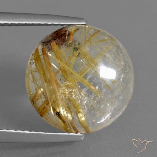 6.12ct 天然 非常浅的金棕色 金红石石英, 圆形的, 透明