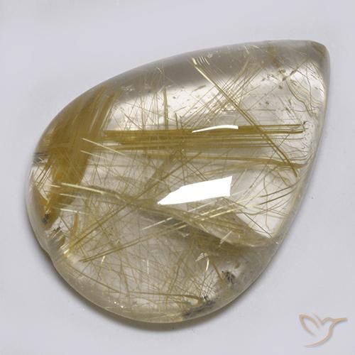 17.23ct 天然 非常浅的金棕色 金红石石英, 梨形, 透明