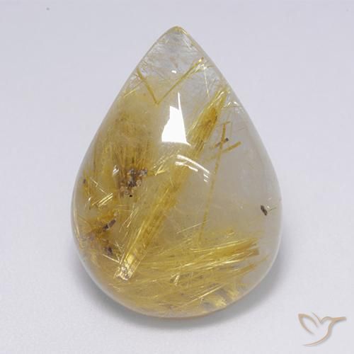 16.01ct 天然 中金 金红石石英, 梨形, 半透明