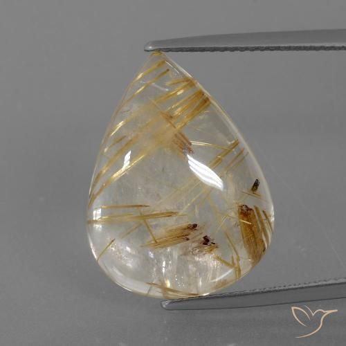 14.70ct 天然 非常浅的金棕色 金红石石英, 梨形, 透明