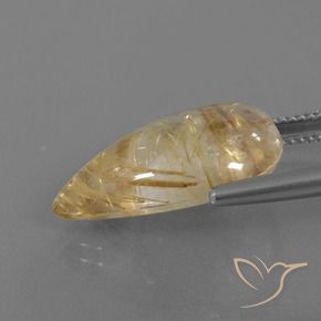 14.70克拉天然金红石石英，梨形，透明