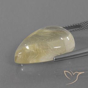 15.49克拉天然金红石石英，梨形，透明