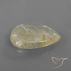 12.47克拉天然金红石石英，梨形，透明