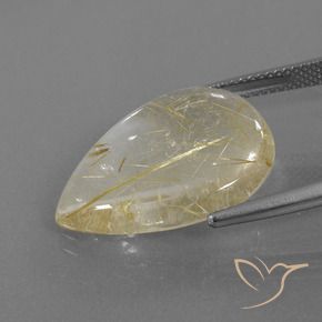 12.47克拉天然金红石石英，梨形，透明
