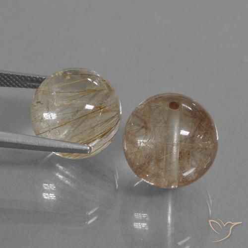 32.87克拉天然金红石石英，球形，透明