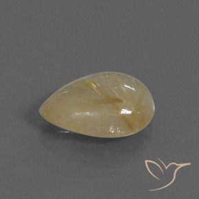 5.35克拉天然金红石石英，梨形，透明