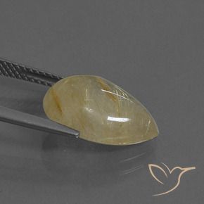 5.35克拉天然金红石石英，梨形，透明