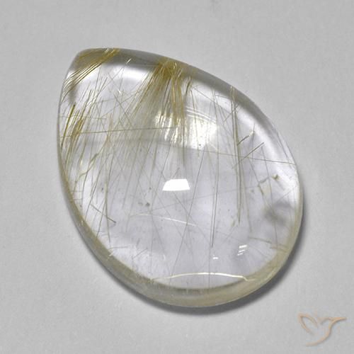 6.04克拉天然金红石石英，梨形，透明