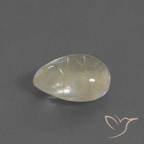 7.05克拉天然金红石石英，梨形，透明
