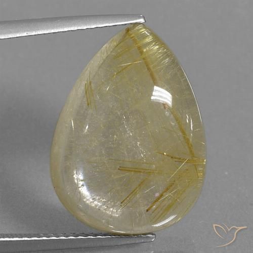 14.46克拉天然金红石石英，梨形，透明