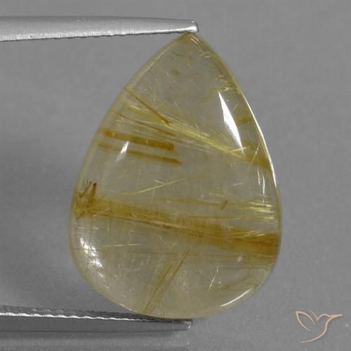 10.78克拉天然金红石石英，梨形，透明