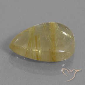 10.78克拉天然金红石石英，梨形，透明