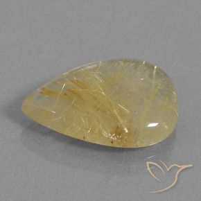 9.59克拉天然金红石石英，梨形，透明