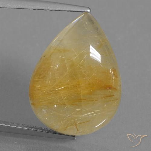 11.51ct 天然 中金 金红石石英, 梨形, 半透明