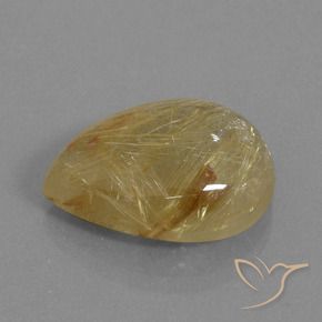 12.99克拉天然金红石石英，梨形，透明