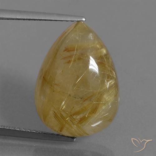 14.43ct 天然 非常浅的金棕色 金红石石英, 梨形, 半透明