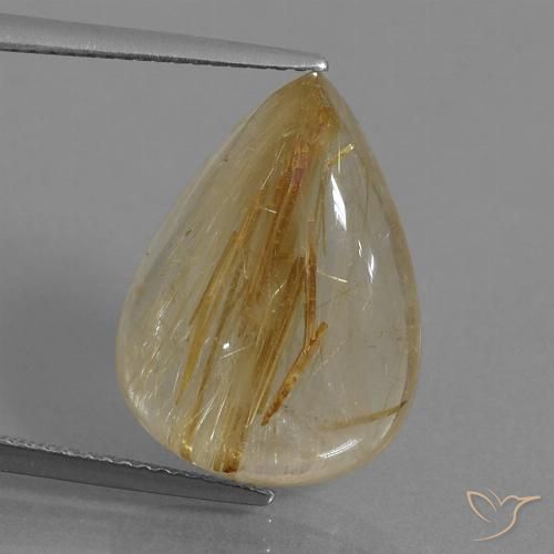 12.39ct 天然 非常浅的金棕色 金红石石英, 梨形, 透明