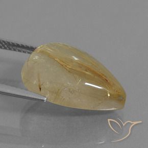 12.39克拉天然金红石石英，梨形，透明