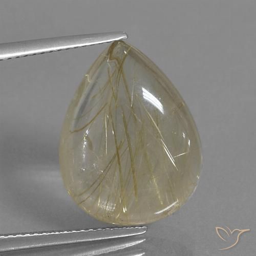 11.83ct 天然 非常浅的金棕色 金红石石英, 梨形, 透明