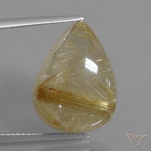 16.60ct 天然 非常浅的金棕色 金红石石英, 梨形, 透明
