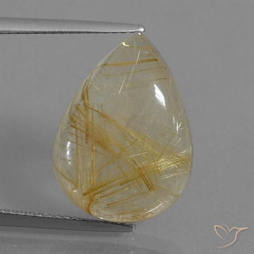 10.98ct 天然 非常浅的金棕色 金红石石英, 梨形, 透明