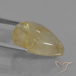 10.98克拉天然金红石石英，梨形，透明
