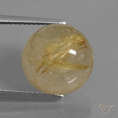 9.61ct 天然 中金 金红石石英, 圆形的, 透明