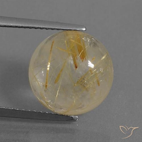 7.79ct 天然 中金 金红石石英, 圆形的, 透明