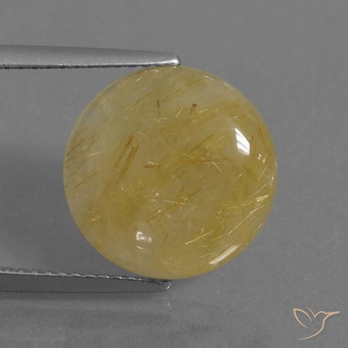 5.28ct 天然 金黄色 金红石石英, 圆形的, 半透明