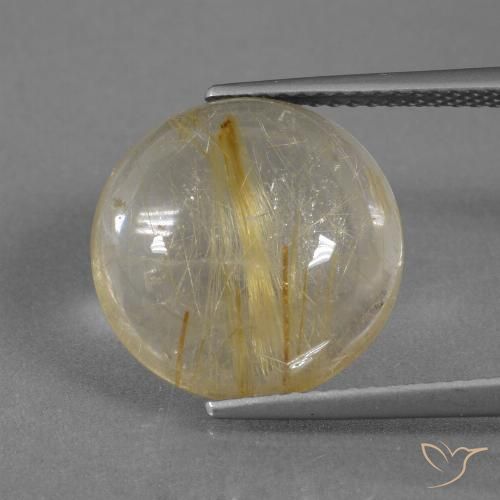 8.76ct 天然 金黄色 金红石石英, 圆形的, 透明